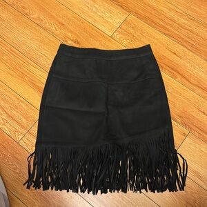 FRAME suede fringe mini skirt